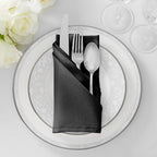 Lann's Linens Set of 144 Cloth Dinner Napkins, 17-inch Polyester Napkins, Washable and Reusable Fabric for Weddings, Hotels, Restaurants - Black - Image 4