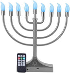 Electric Hanukkah Menorah,RGB Led Menorahs for Chanukah Decoration,Color Changing with Remote Control & Push-Button to Choose The Day and Timer Options Battery/USB Powered,Silver - Image 2