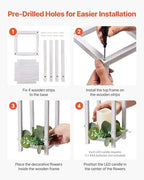 VEVOR 12 Set/36 Pcs Wooden Wedding Lantern Centerpiece, Includes 12 Wooden Lantern Candle Holder 12 Flameless LED Candle 12 Eucalyptus Leaves Wreath for Wedding Table Party Farmhouse Decor, White - Image 5
