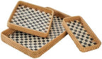 Set of 3 Rattan Serving Trays with Mother of Pearl, Terrekraft by TerrekraftMakeLuxuryTraysAffordable