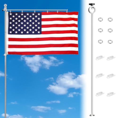Adjustable Flag Straightener Rod and Detangler Kit with Strong Non-Slip Clips, for 0.7-1.1 Inch Diameter Flagpole, Stopping Flag Tangling Around Pole in Windy Conditions（2 Pack, Silvery） by Unknown