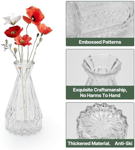 32 PCS Clear Glass Bud Vases Set,Small Flower Arrangement Vase,Vintage Crystal Glass Design,Wedding,Party Decoration,Home Flower Arrangement (32) - Image 2