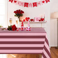 Fanqisi 2 Packs Red and Pink Striped Tablecloth 57 x 120 Inch Rectangle Waterproof Table Cloth Romantic Valentine's Day Table Cover for Bridal Shower Birthday Wedding Party Decoration by Fanqisi