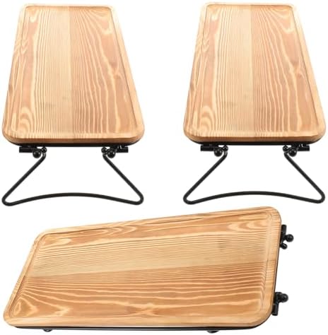 Coffee Wood Tiered Tray Set with Rack, Anti-Slip Edge by FUNOMOCYA