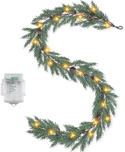 Artgar Christmas Cedar Garland, 6 Ft Prelit Christmas Garland by ArtgarArtificialPlantDecorations