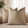 JUSPURBET 28x28 Euro Velvet Throw Pillow Covers Set of 2,Stone by JUSPURBETHOME