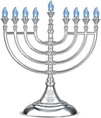 Traditional LED Electric Hanukkah Menorah - Battery or USB Powered, Includes Micro USB Cable (Mettalic Silver, 2) - Image 6