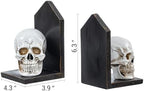 MyGift Gothic Bookends, Skull Decorative Bookends, Book Ends for Shelves, Halloween Decor Skeleton Statue, Vintage Resin Book Stopper Holder Support,1 Pair - Image 5