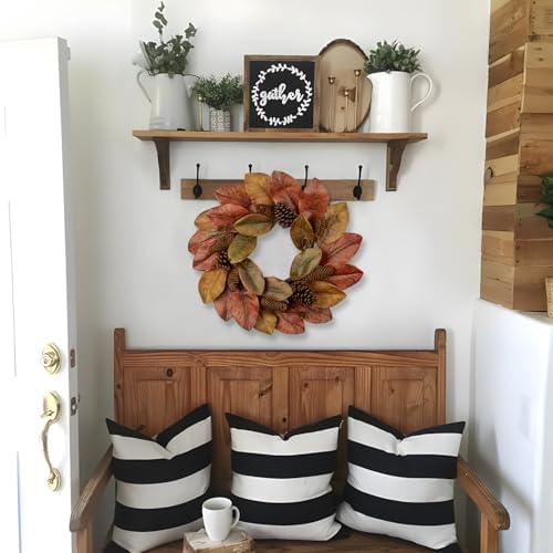 Briful 20 Inch Fall Magnolia Wreath for Front Door - Image 6