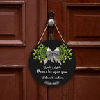Welcome To Our Home Hanging Sign Islamic Wall Art,Round Wooden Arabic Calligraphy Wall Decor,As-Salamu Alaykum -Peace Be Upon You,Islamic Floral Design For Wall Decoration,Door Hangings,Office - Image 7