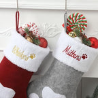 Personalized Dog Christmas Stockings - Custom Embroidered Pet Name & Paw Shape Stocking for Puppy,4 Pack 15.35” Large Knit Monogram Xmas Stockings for Fireplace Holiday Decor Gift - Image 5