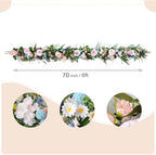 70 Inch Spring Garland, Pink Peony & Blue Daisy Artificial Garlands with Lavender & Eucalyptus,Flower Garland for Wedding Arch Mantel Table Front Door Window Home Decor - Image 3