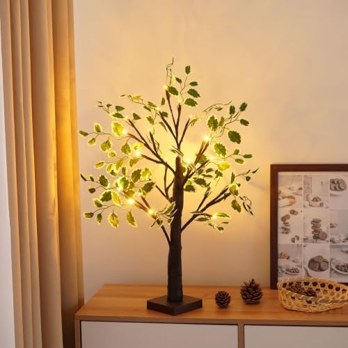 2FT Lighted Birch Tree with Green Leaves - Image 5