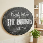 Personalized Family Kitchen Name Sign, Custom Faux Slate Chalkboard Plaque, Flat MDF Board with Realistic 3D Stone Print (Not Real Slate), Rustic Farmhouse Wall Decor for Dining Room - Image 2