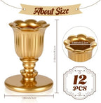 12 Pcs Gold Taper Candle Holders Brass Style Candlestick Holders Victorian Style Wedding Centerpiece Vintage Home Decor Christmas Mantel Decoration Fits Standard Taper Candles - Image 3