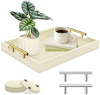 SXNOWS Wooden Serving Tray with 2 Sets of Handles,Cream by Sxnows