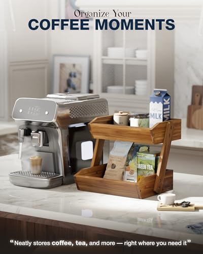 2-Tier Acacia Wood Fruit Stand for Kitchen Countertop Storage - Image 5