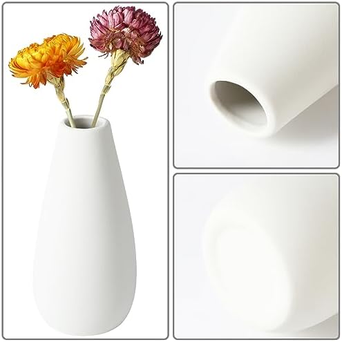 YANLING 6 Pcs White Ceramic Vases for Home Decor, 6 in Modern Ceramic Vase - Image 4