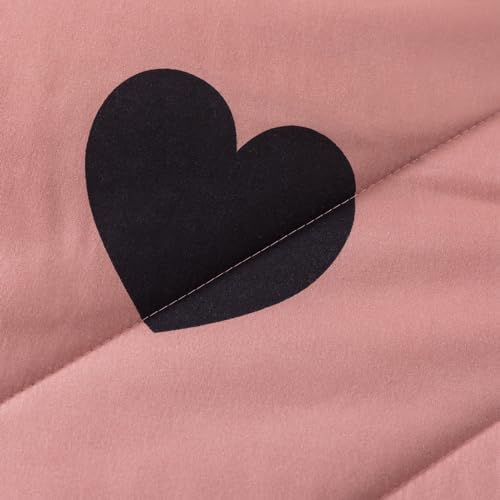 Caressma Pink Comforter Set Full Size Black Heart 3pcs with Pillowcase - Image 5
