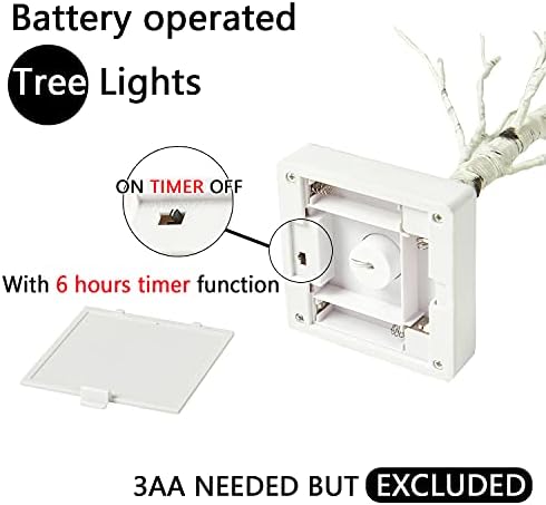 Fudios Lighted Birch Tree with Timer Battery Operated 18in Home Decor Tabletop, Pre lit Artificial Birch Trees with 24 LED for Wedding Christmas Party - Image 3
