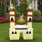 6FT Ramadan Inflatable Beige and Green Mosque - Islamic Ramadan Decor for Outdoor Front/Back Lawns, Built-in LED Lights and Fan by RamadanInflatablesLLC