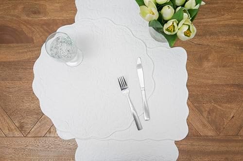 Christiana White Floral Quilt 100% Cotton Table Runner 14" x 51" - Image 3