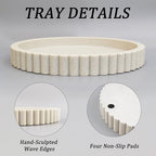 Round Decorative Tray for Coffee Table Decor, Circle Tray Decor 11" Beige - Image 6