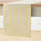 Solino Home 100% Linen Table Runner, 14 x 60 in, Mustard and White Striped - Image 3