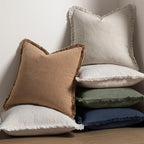 MIULEE Linen Fringe Decorative Euro Pillow Covers Natural Beige 22x22 - Image 5