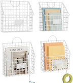 4 Packs Hanging Wall File Organizer with Hooks, Magazine Rack ,Mail Basket by Yuzehuaza