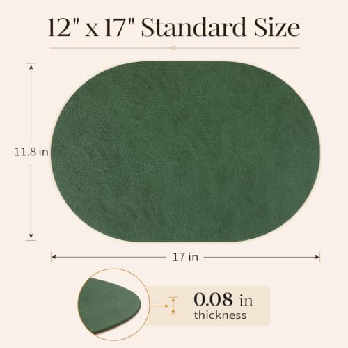 Homaxy Oval Heat Resistant Placemats Set of 6, Forest Green - Image 5