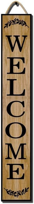 32 * 8 Inch - Welcome Sign for Front Door - Standing/Hanging Porch Decor Set, Multi-Wood Planks, Large Rustic, Indoor/Outdoor by Hilonret