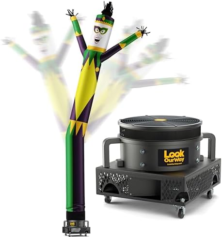 LookOurWay Air Dancers Wacky Waving Inflatable Tube Man Set - 20 Feet Tall Inflatable Dancing Man with Blower for Business Advertising - Mardi Gras Jester by LookOurWay