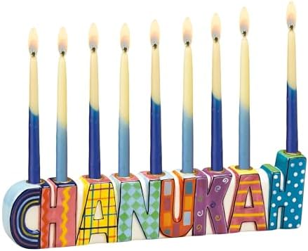 Rite Lite Chanukah Multicolor Menorah - Hand Painted Ceramic Colorful Menorah Whimsical Designs Kids for Hanukkah Gifts Jewish Holiday Party Favors Festival of Lights - Image 5