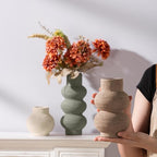 Ceramic Vase Home Table Decor - Flower Vase Set of 3 Living Room Kitchen Decorations Farmhouse Modern Rustic Vases Decorative Centerpiece for Shelf Bedroom Office Bathroom Dining Coffee Desk - Image 4