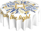 Happy Hanukkah Jewish Chanukah Holiday Tablecloths Round Tablecloth Waterproof Table Cloth Stain-Resistant for Party Decoration 60 Inches - Image 2