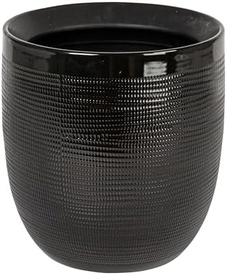 Creative Co-Op Embossed Textured Stoneware Planter, Matte Black by Unknown
