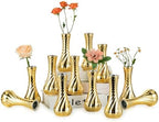 NUPTIO Gold Glass Bud Vase, Vintage Ribbed, 6.1", 6 Pcs by Nuptio