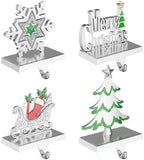 Christmas Stocking Holders for Mantle Weighted Metal Stocking Hangers Hooks for Fireplace Christmas Decorations (Set of 4) by Homyplaza