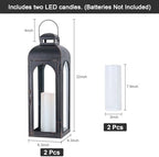 NEEDOMO Set of 2 Lanterns Decorative for Home,22''H Large LuxuryBronze Metal Hurricane Lanterns with Tempered Glass Panels for Porch,Tabletop, Mantle, Wall Hanging, Garden, Indoor & Outdoor Décor - Image 2