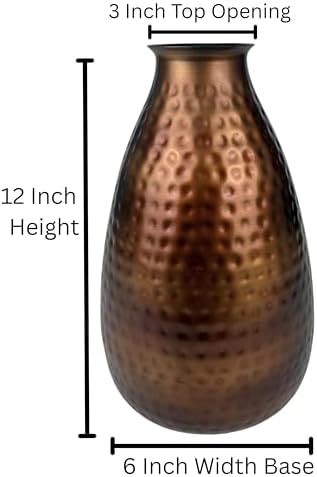 ANDALUCA Decorative Metal Vase Hammered Finish 12 inch (Bronze) - Image 3