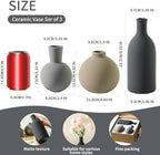 Ceramic Vase Set of 3 | Neutral Vases Home Decor | Modern Flower Pottery Vases Rustic Farmhouse Vase for Table Entryway Mantel Centerpiece Bookshelf Living Room Bathroom Bedroom -Multicolor Large - Image 2