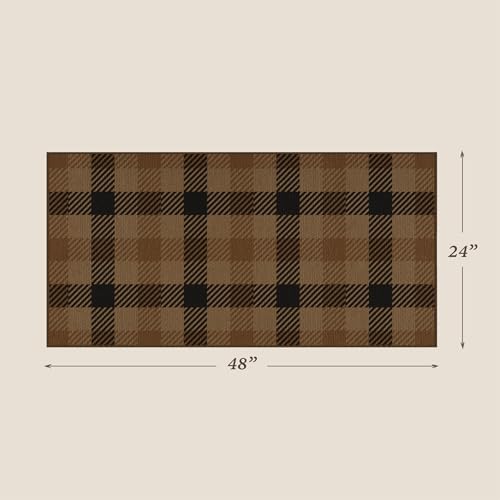 JTJ Easy Jute 2x4 Entryway Runner Rug, Brown Plaid, Washable - Image 2