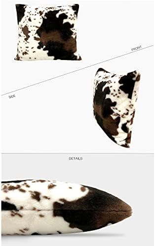 TOMWISH Cowhide Animal Black White and Brown Fur Throw Pillow Covers 22x22 Set of 2 for Chair Bedroom Living Room Sofa Couch Bed Outdoor Double Sided Printing Fur Fleece Soft Cozy Pillow Covers - Image 7