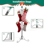 Max 62" Christmas Stocking Holder Stand with 12 Hooks - Image 6