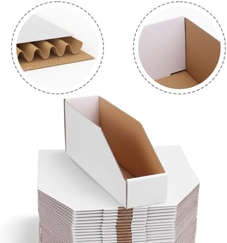 EXYGLO Cardboard Storage Bins 35 Pack, 12x3x4.5 Inch Cardboard Boxes, Corrugated Organizer Bins for Pantry, Shelves, Garage, Office, Shop, White - Image 3