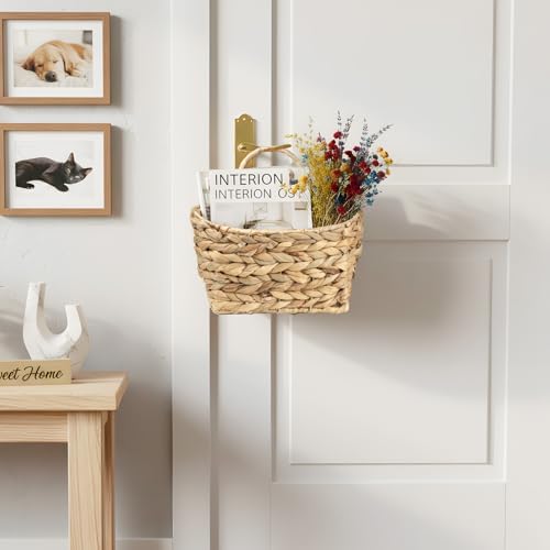 Hanging Wall Basket Handwoven Wicker Basket, Natural Water Hyacinth - Image 7