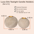 Luca Beige Orb Tea Light Candle Holders, Gift Boxed Set of 2 - Image 3
