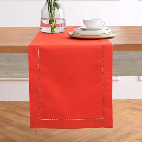 Solino Home Cotton Linen Dining Table Runner Poppy Red Woven, 14 x 48 in by SolinoHome