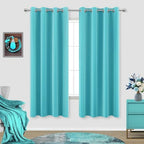 Turquoise Curtains 63 Inch Length for Bedroom 2 Panel Set Grommet Window Drapes Insulated Thermal Light Blocking Darkening Pastel Blackout Lightweight Curtains for Girl Kid Mermaid Nursery Living Room by KOUFALL
